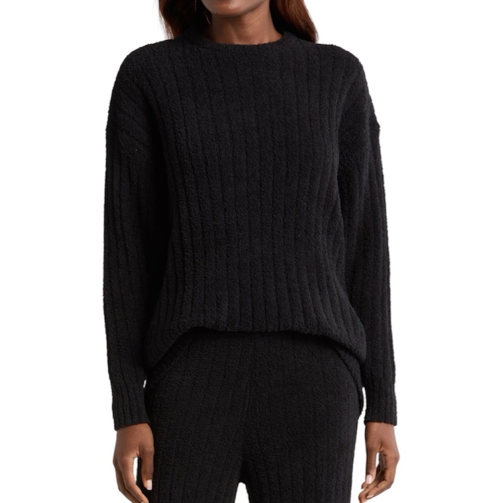 UGG Riz Rib Oversized Black Cozy Chenille Sweater